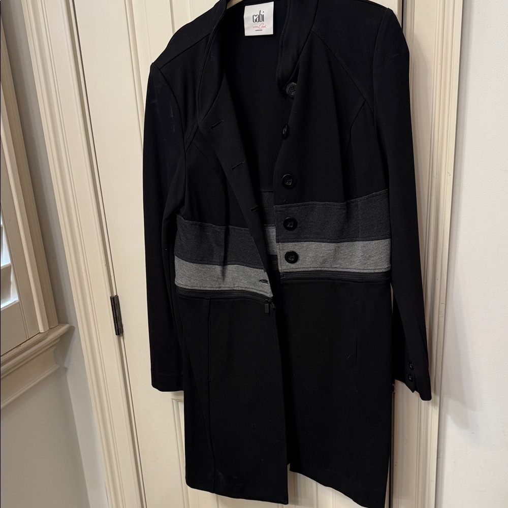 Cabi Black and Gray Button-Up Coat